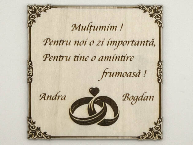 Mărturie personalizată din lemn, cu magnet 2505