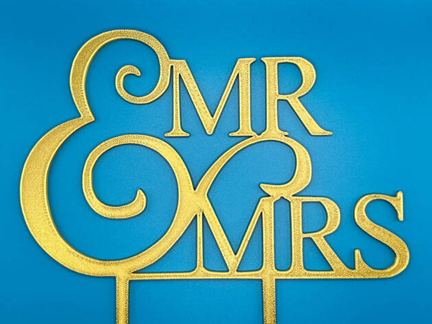 Decoratiune Topper pentru tort Mr&Mrs Text